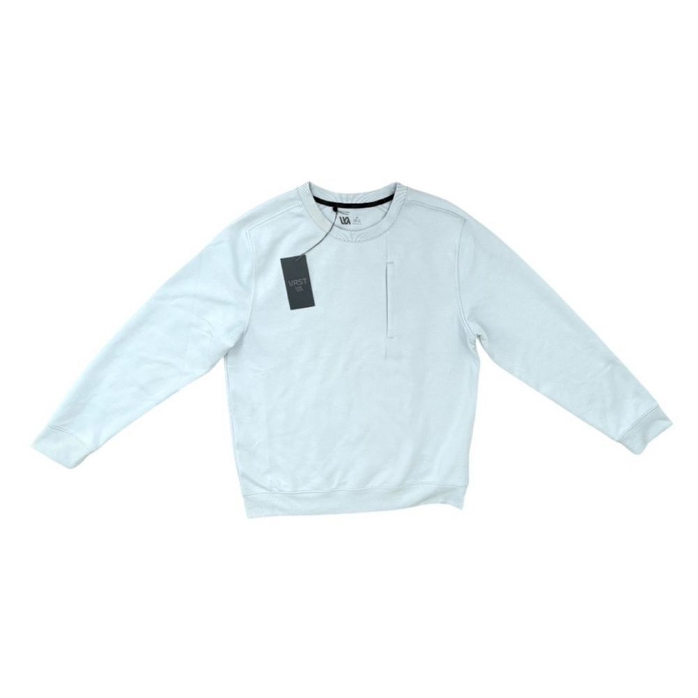VRST Pinnacle Fleece Golf Crewneck Blue M NWT Moisture Wicking Zipper Pocket